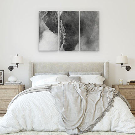 Drieluik schilderij slaapkamer Olifantenkop - Olifant - Zwart Wit