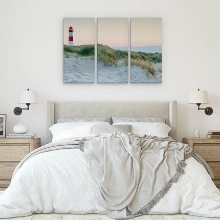 Drieluik schilderij slaapkamer Strand En Duinen Met Een Vuurtoren