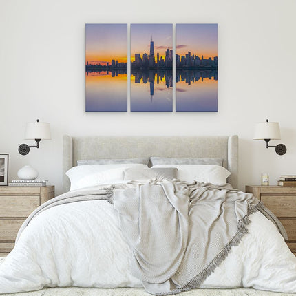 Drieluik schilderij slaapkamer New York Skyline Bij Zonsopgang