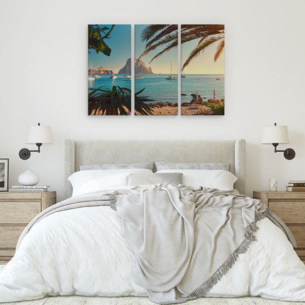 Drieluik schilderij slaapkamer Ibiza Cala d'Hort Strand 