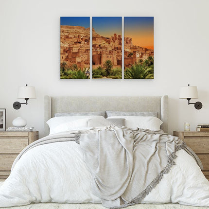 Drieluik schilderij slaapkamer Kasbah Ait Ben Haddou Stad in Marokko