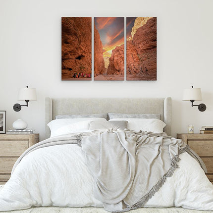 Drieluik schilderij slaapkamer Todghakloof Rivier in Atlas, Marokko