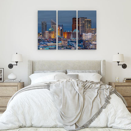 Drieluik schilderij slaapkamer Den Haag Skyline met Wolkenkrabbers