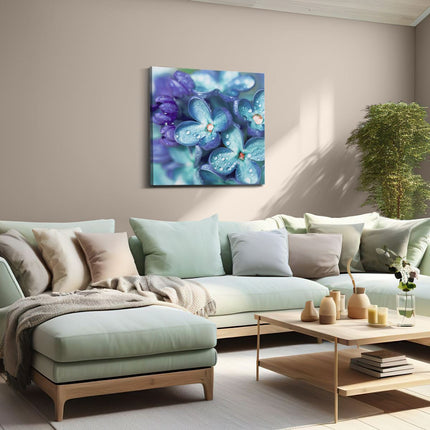 Canvas schilderij woonkamer Blauwe Lila Bloemen - Seringen