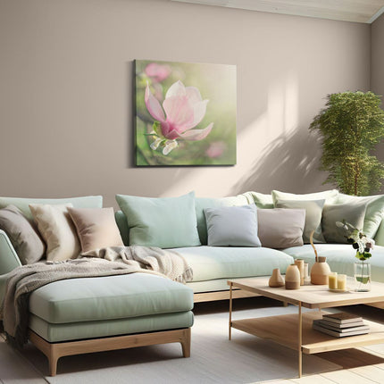 Canvas schilderij woonkamer Roze Magnolia Bloem 