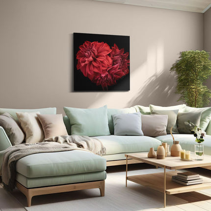 Canvas schilderij woonkamer Rode Dahlia Bloemen