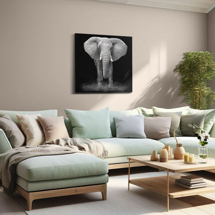 Canvas schilderij woonkamer Olifant - Zwart Wit