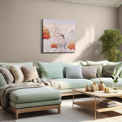 Canvas schilderij woonkamer 3D Illustratie Hert - Abstract