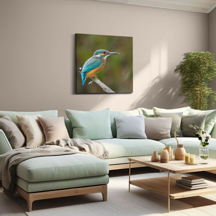 Canvas schilderij woonkamer Blauwe IJsvogel Op Een Tak