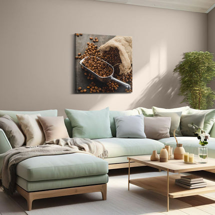 Canvas schilderij woonkamer Zak Koffiebonen