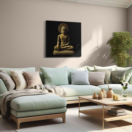 Canvas schilderij woonkamer Gouden Boeddha Beeld In Meditatie 