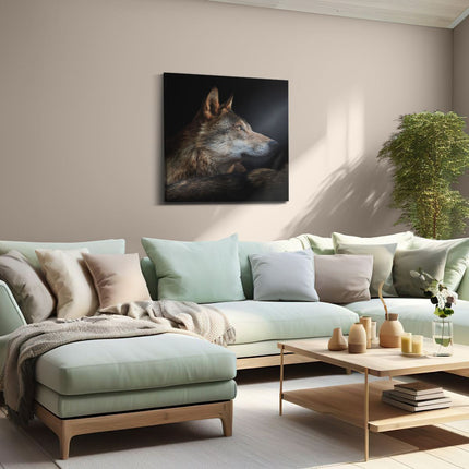 Canvas schilderij woonkamer Wolvenkop Met Een Zonnestraal - Wolf