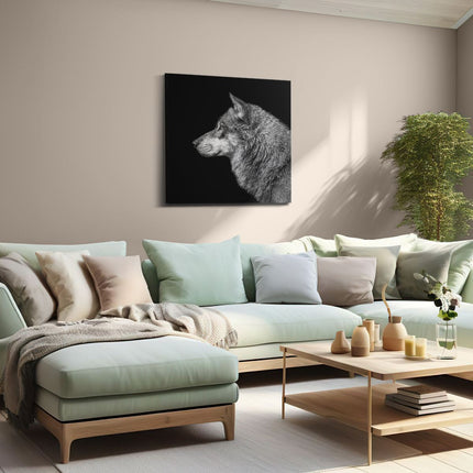 Canvas schilderij woonkamer Wolvenkop - Wolf - Zwart Wit