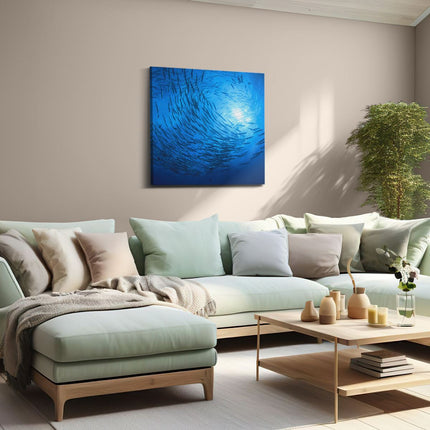 Canvas schilderij woonkamer Zwerm Vissen in de Oceaan