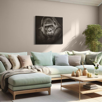 Canvas schilderij woonkamer Gorilla - Zwart Wit