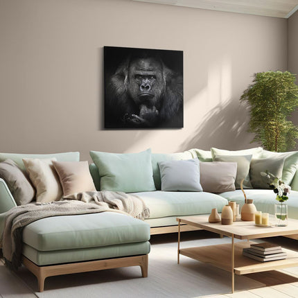 Canvas schilderij woonkamer Gorilla - Zwart Wit