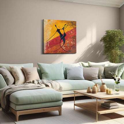 Canvas schilderij woonkamer Abstracte Kunst - Dansend Afrikaans Paar