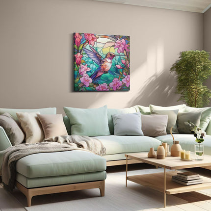 Canvas schilderij woonkamer Kolibrie van Glas in Lood