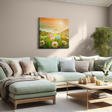 Canvas schilderij woonkamer Paaseieren in de Natuur