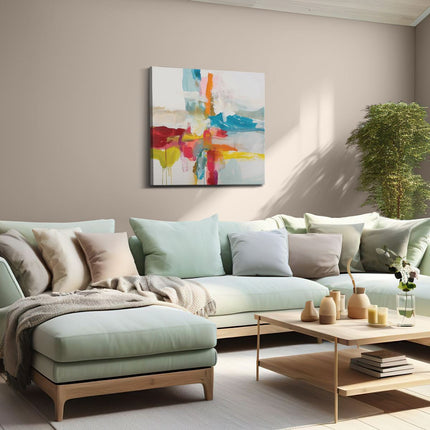 Canvas schilderij woonkamer Abstract Kunstwerk met Heldere Kleuren