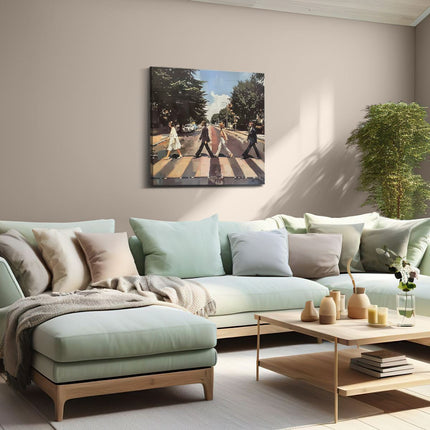 Canvas schilderij woonkamer Kunstwerk van de Beatles die een Straat Oversteken