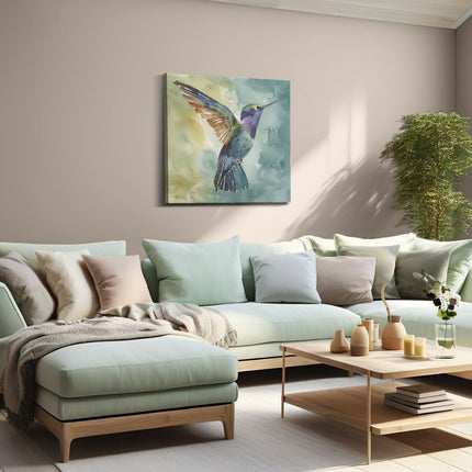Canvas schilderij woonkamer Aquarelkunstwerk van een Kolibrie