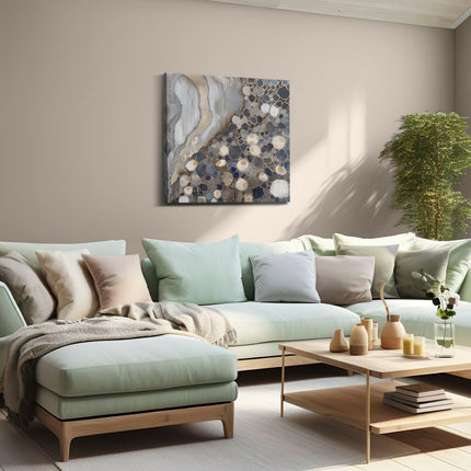 Canvas schilderij woonkamer Blauw en Wit Abstract Kunstwerk