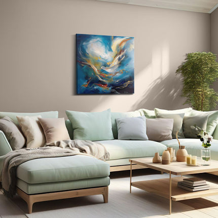 Canvas schilderij woonkamer Abstract Kunstwerk van een Duif die in de Lucht Vliegt