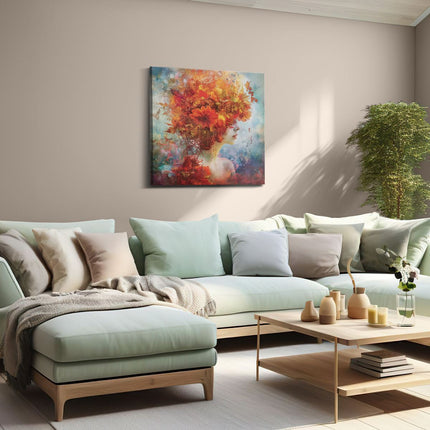 Canvas schilderij woonkamer Vrouw met Bloemen in haar Haar
