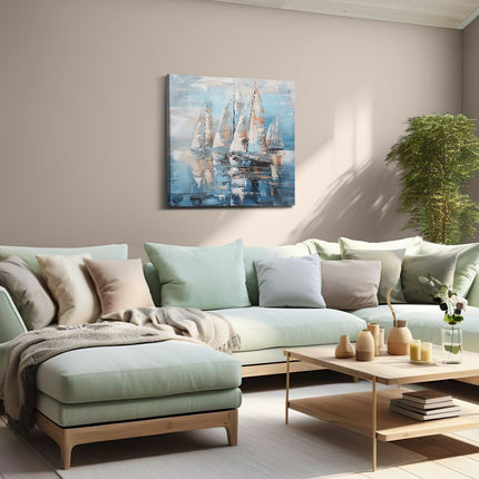 Canvas schilderij woonkamer Kunstwerk van Zeilboten op het Water