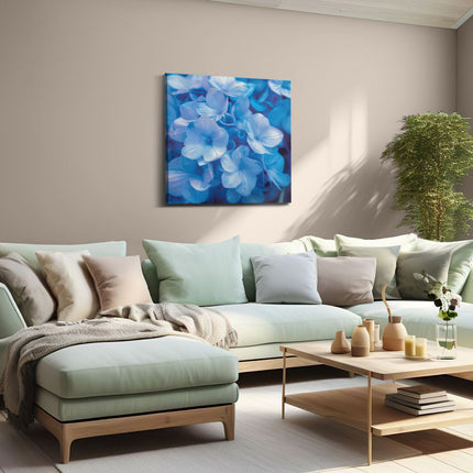 Canvas schilderij woonkamer Close-Up van Blauwe Bloemen