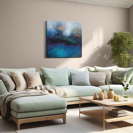 Canvas schilderij woonkamer Abstract Kunstwerk van Blauw en Goud