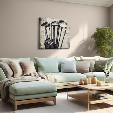 Canvas schilderij woonkamer Groep Golfclubs in een Tas