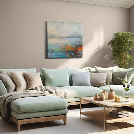 Canvas schilderij woonkamer Abstract Kunstwerk met Oranje, Blauwe en Groene Kleuren
