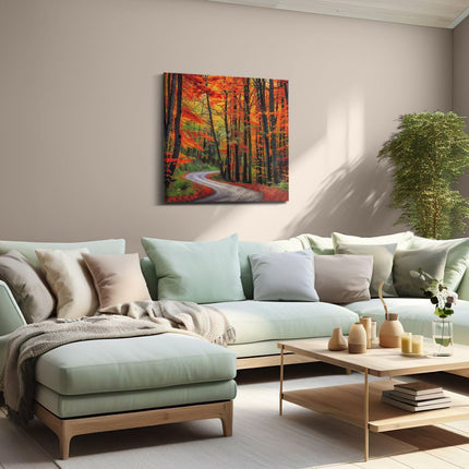 Canvas schilderij woonkamer Kronkelende Weg in het Bos