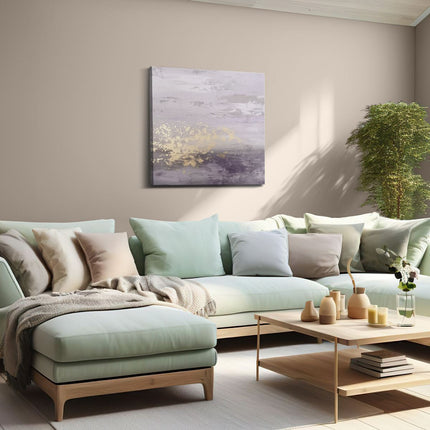 Canvas schilderij woonkamer Abstract Kunstwerk in Paars en Goud