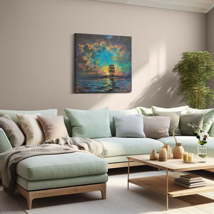 Canvas schilderij woonkamer Kunstwerk van een Schip in de Oceaan