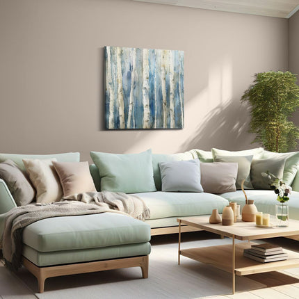 Canvas schilderij woonkamer Aquarelkunstwerk van Berkenbomen