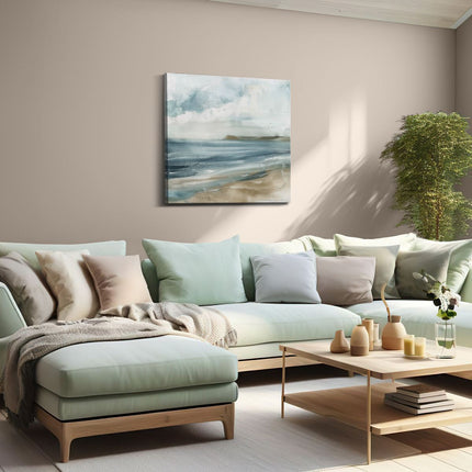 Canvas schilderij woonkamer Kunstwerk van een Strand met Wolken