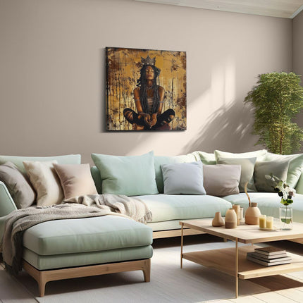 Canvas schilderij woonkamer Vrouw met Dreadlocks en een Kroon