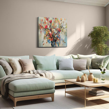 Canvas schilderij woonkamer Kunstwerk van Bloemen in een Vaas