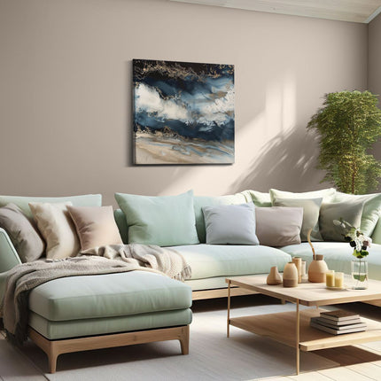 Canvas schilderij woonkamer Abstract Kunstwerk van Blauw en Goud