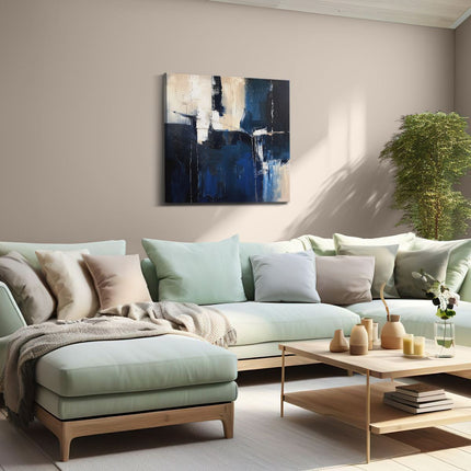 Canvas schilderij woonkamer Abstract Kunstwerk in Blauw en Wit