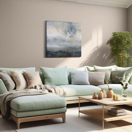 Canvas schilderij woonkamer Abstract Kunstwerk met Blauwe en Witte Wolken