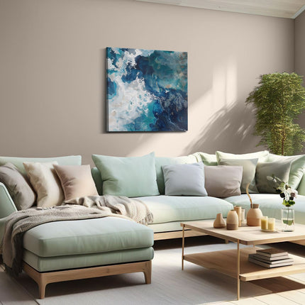 Canvas schilderij woonkamer Blauw en Wit Kunstwerk op een Witte Achtergrond