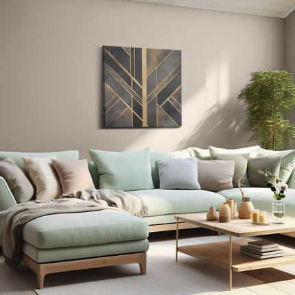 Canvas schilderij woonkamer Zwart en Goud Art Deco Behang