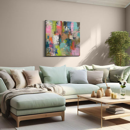 Canvas schilderij woonkamer Abstract Kunstwerk met Heldere Kleuren