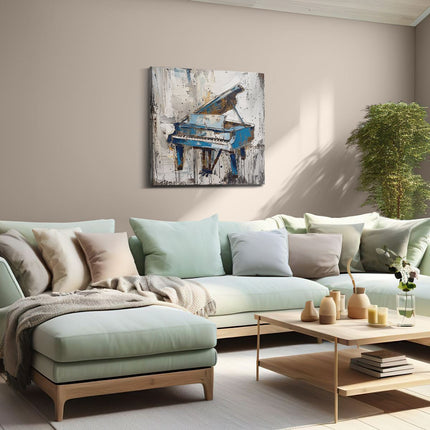Canvas schilderij woonkamer Abstract Kunstwerk van een Blauwe Piano