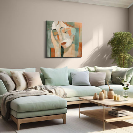 Canvas schilderij woonkamer Abstract Kunstwerk van het Gezicht van een Vrouw