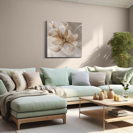 Canvas schilderij woonkamer Bloem met een Beige Achtergrond